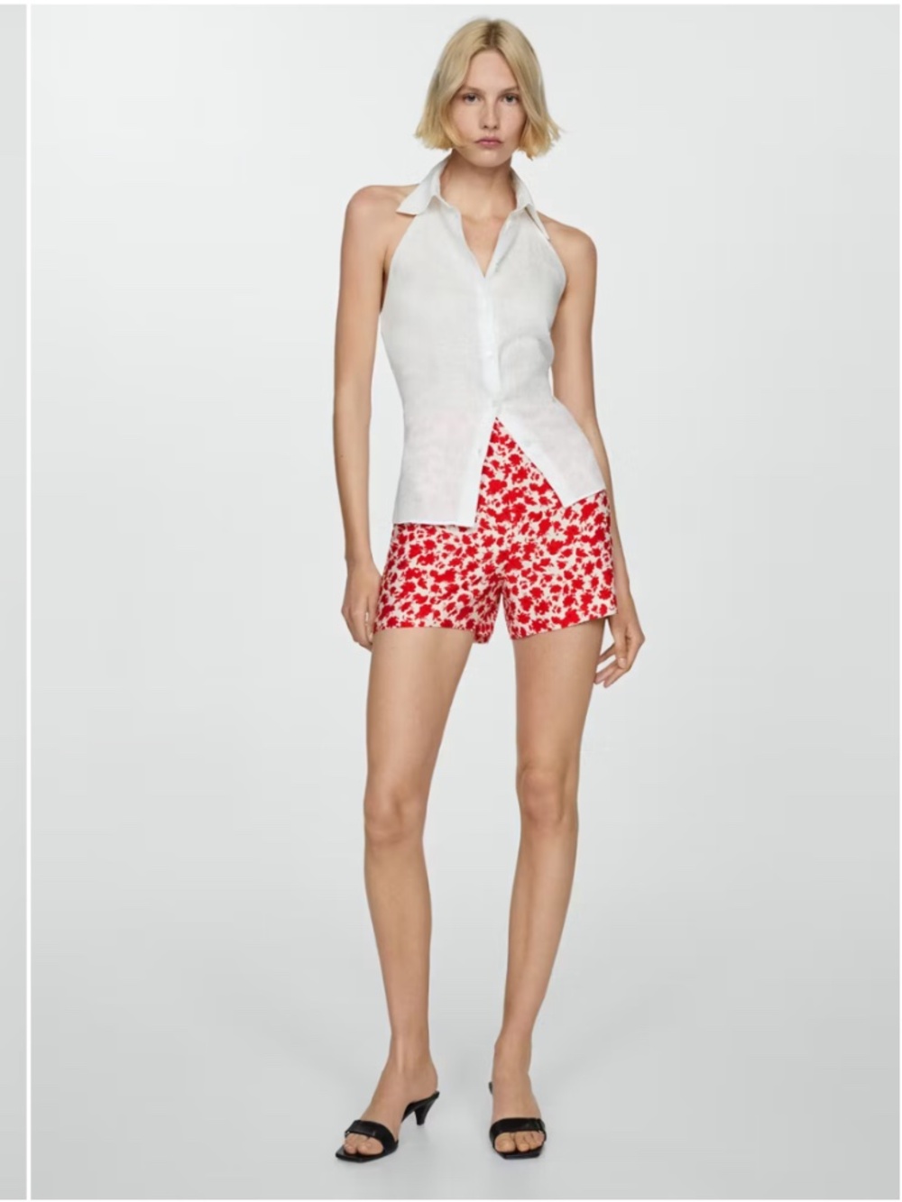 NWT Mango Concha Floral Print Straight-Fit Shorts Size 2
